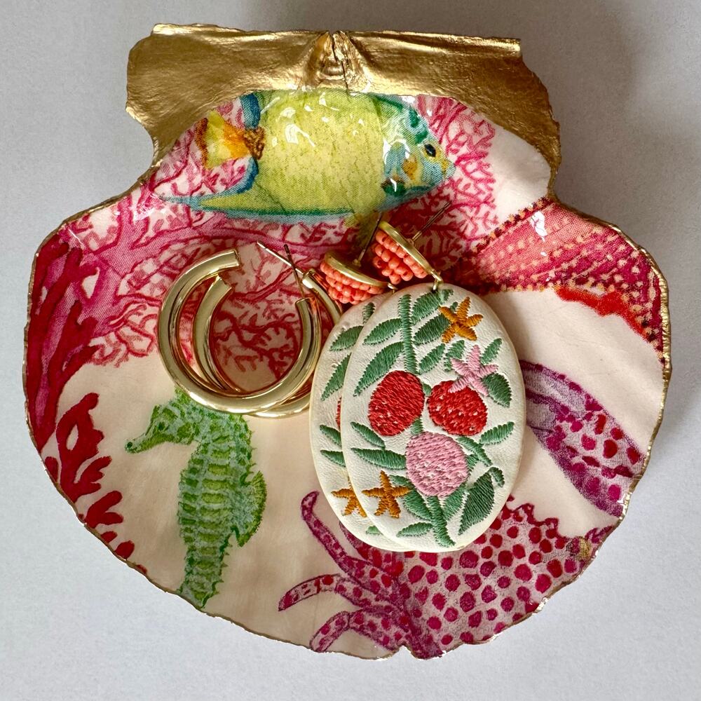 Sea Life Coral Reed Seashell Trinket Jewelry Dish - Picture 5 of 6